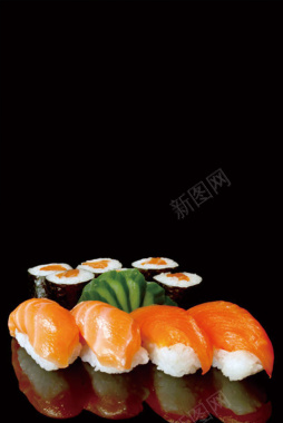 黑色简约寿司海鲜美食海报背景背景