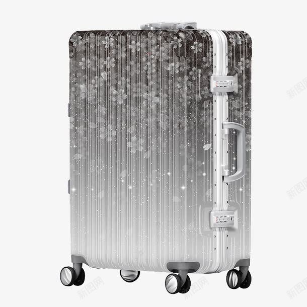 黑色渐变雪花拉杆密码箱png免抠素材_88icon https://88icon.com 产品实物图 大容量 密码箱 拉旅行箱 拉杆箱 箱包 雪花 黑色渐变