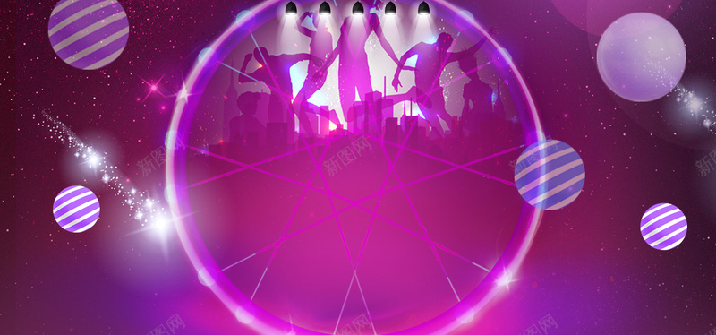 618大促销紫色彩球狂欢科幻背景背景