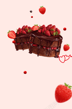 巧克力蛋糕美食海报背景