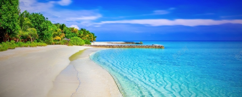 炎热的夏天沙滩蓝色的海蓝天白云jpg设计背景_88icon https://88icon.com 夏天 沙滩 白云 蓝天