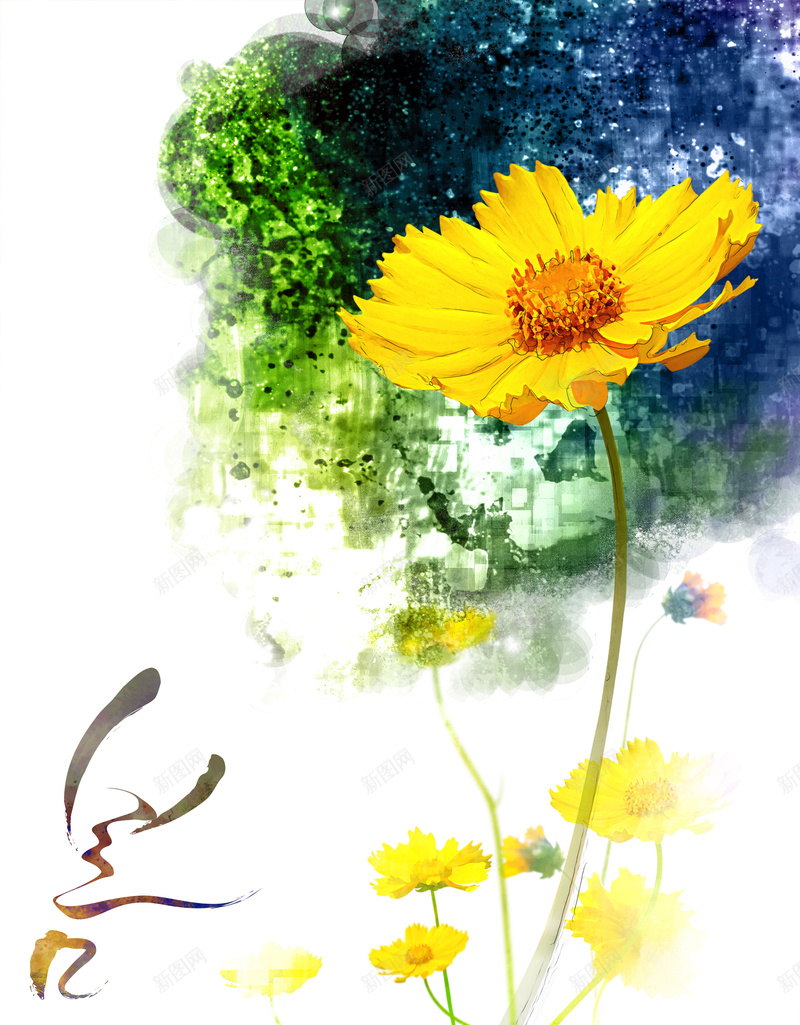 唯美花朵海报背景psd设计背景_88icon https://88icon.com PSD 唯美 小清新 开心 文艺 海报 简约 背景 舒适 花朵 菊花