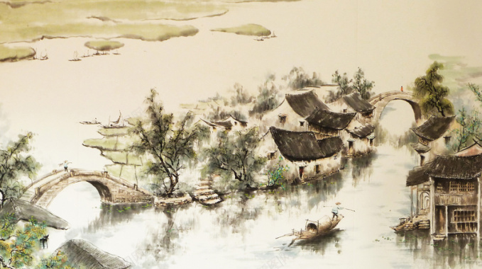 中国风水墨画国画平面广告背景