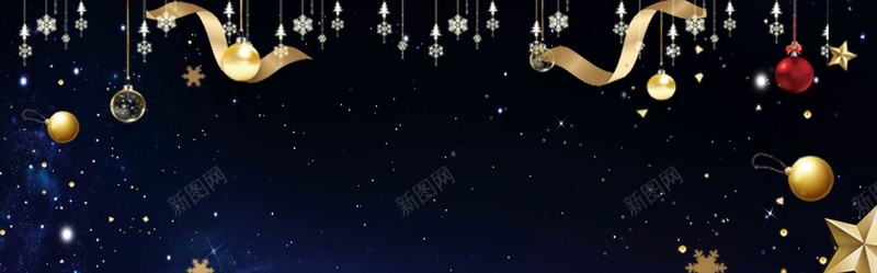 圣诞节黑色冬季banner海报背景