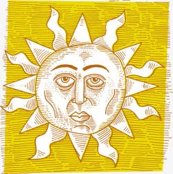 黄色手绘抽象太阳素材