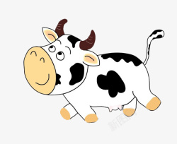 卡通牛尾巴卡通手绘可爱黑白小奶牛高清图片