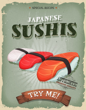 可爱卡通日本寿司背景图矢量图背景