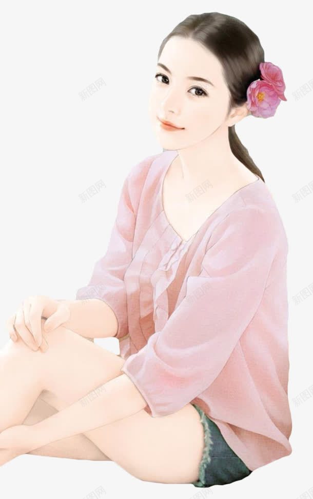 手绘如花似玉女孩png免抠素材_88icon https://88icon.com 女孩 如花似玉