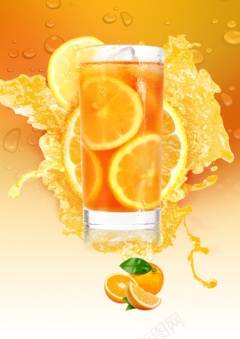 橙汁饮料海报背景背景