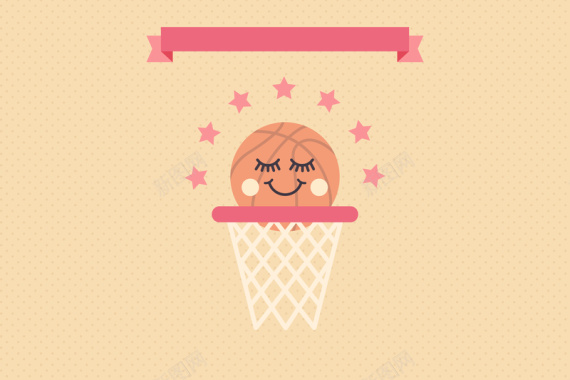 手绘卡通拟人篮球球赛宣传海报背景矢量图背景
