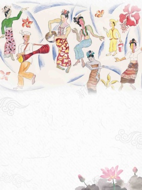 傣族泼水节民俗文化宣传海报背景模板背景