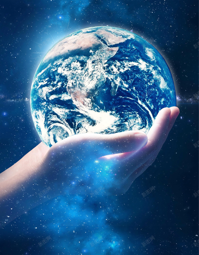 蓝色大气地球日公益海报psd设计背景_88icon https://88icon.com 保护 公益 地球 地球日 大气 家园 手 爱护 环境保护 蓝色