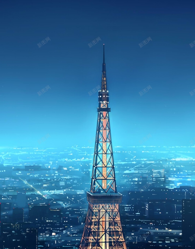 蓝色铁塔风景H5背景jpg设计背景_88icon https://88icon.com 埃菲尔铁塔 景物 旅游 蓝色 天空 H5 h5 摄影 风景
