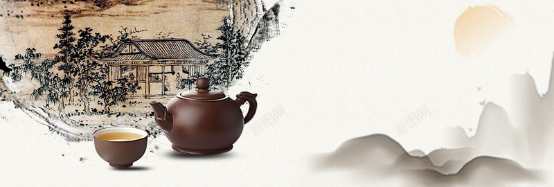 中国风古典茶饮茶叶红茶淘宝banner背景