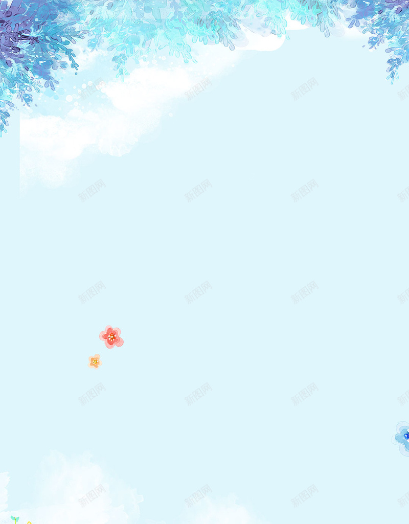恋上夏天新品大促促销H5背景psd设计背景_88icon https://88icon.com 促销H5背景素材 恋上夏天 新品 新品大促 水彩 白云 盛夏 蓝天