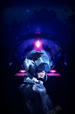 蓝色科幻人工智能科技展示海报背景