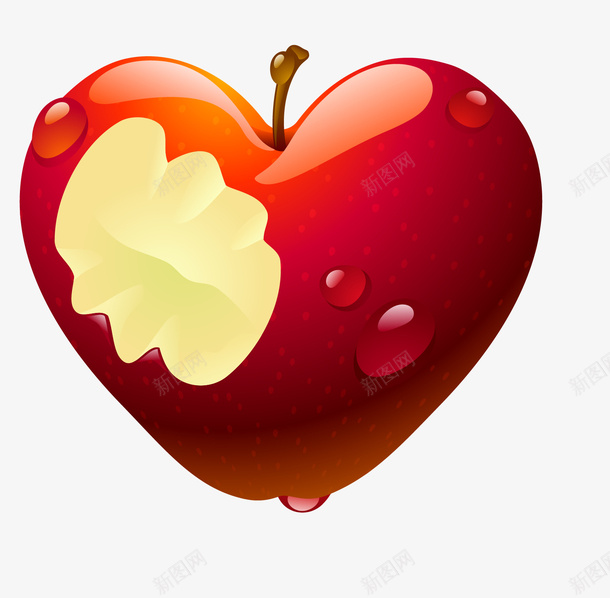 红色心形苹果矢量图eps免抠素材_88icon https://88icon.com 心形 水滴 红色 苹果 矢量图