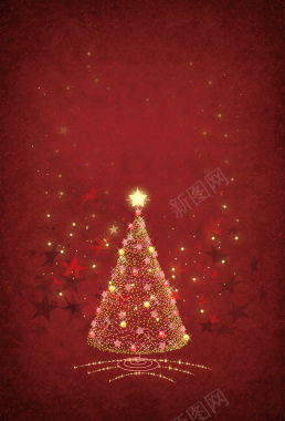 红色圣诞树背景海报背景