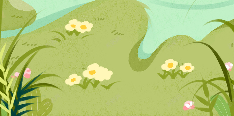 手绘春季扫除H5背景psd设计背景_88icon https://88icon.com 小溪 手绘 扫除 春季 绿色 树木 河水 河边 春景 春色