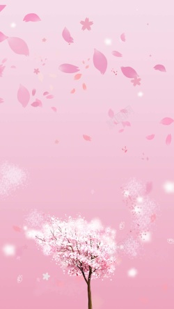 迎风踏春季粉色浪漫花瓣樱花PSD分层H5背景高清图片