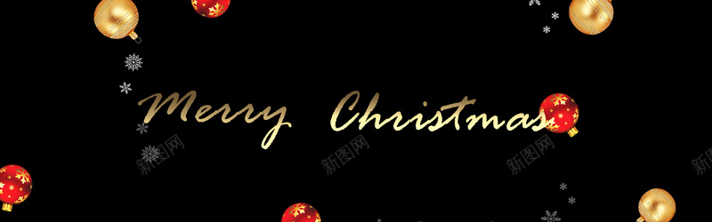 圣诞节黑色简约平面banner背景