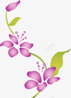 紫色唯美简约抽象花朵素材