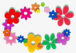 新年元旦节漂亮的彩色花朵花环装饰高清图片