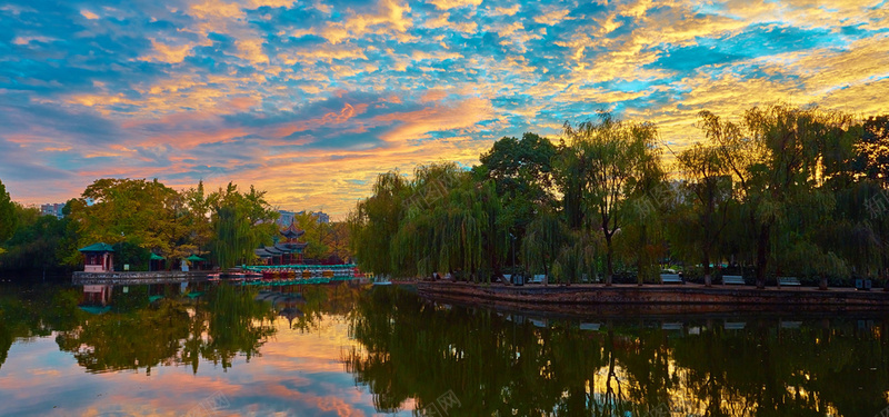 晚霞中国建筑背景图背景