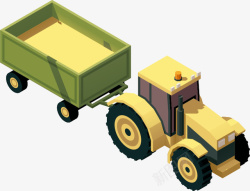 卡通2D农用拖拉机拖斗素材