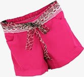 粉色时尚豹纹腰带短裤素材