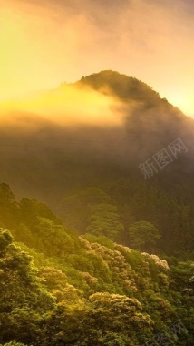 风景绿山黄云H5背景素材背景