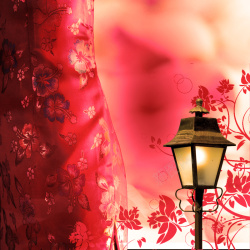 中国风路灯红色性感旗袍婚庆背景高清图片