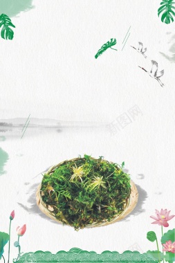 简约中国风荠菜美食设计PSD素材背景
