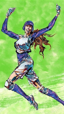 绿色手绘运动女子背景图背景