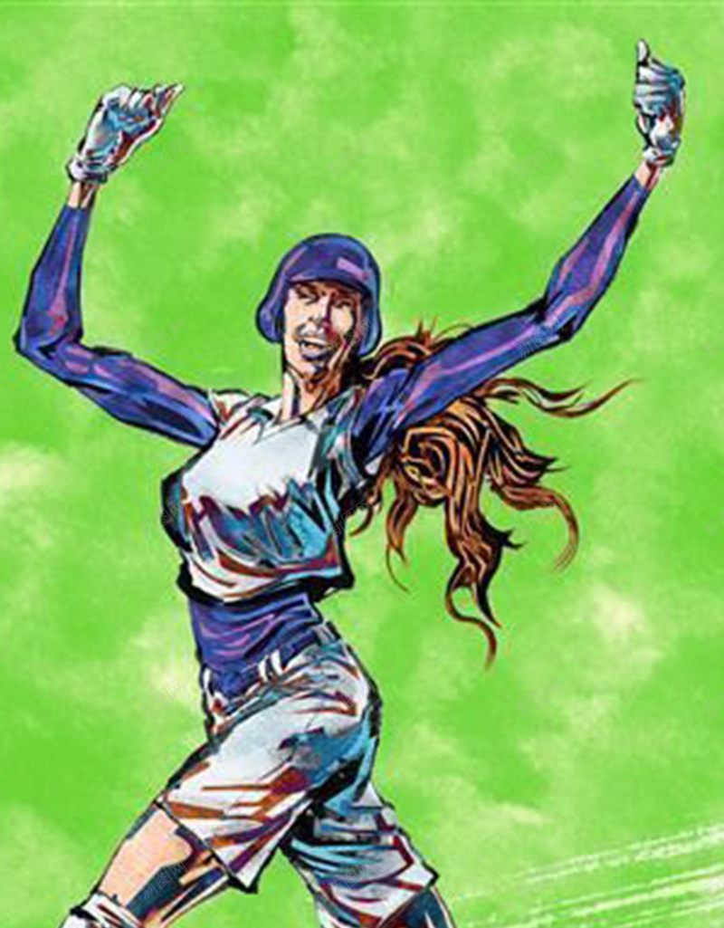 绿色手绘运动女子背景图jpg设计背景_88icon https://88icon.com 手绘 棒球 比赛 绿色 运动 质感 纹理