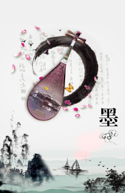 中国风传统水墨文化壁画背景素材背景