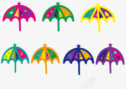 七彩可爱的小雨伞素材