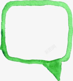 手绘绿色清新水彩对话框矢量图素材