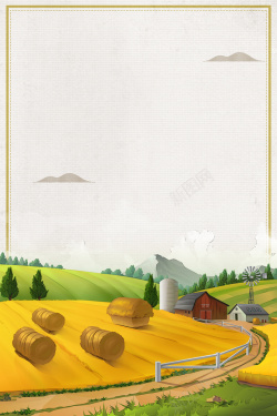 稻谷边框卡通二十四节气芒种海报高清图片