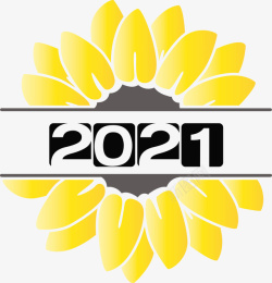 新年快乐英文2021创意黄色花朵高清图片