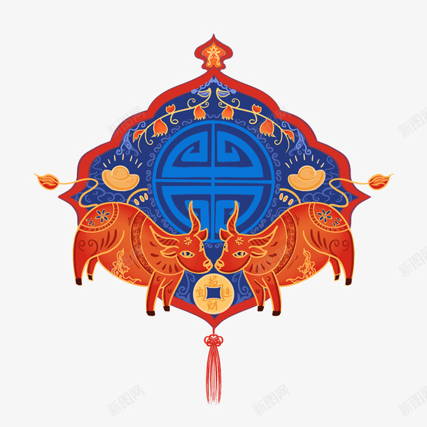 牛年喜庆的牛26psd免抠素材_88icon https://88icon.com 中国牛 喜庆牛 招财牛 节日牛
