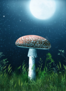 蓝色梦幻蘑菇背景