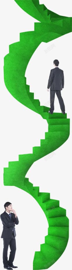绿色楼梯和男人素材