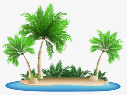 绿树海滩太阳沙滩椰子树素材