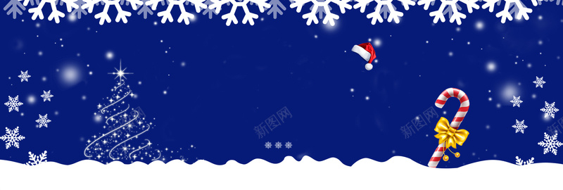 圣诞节蓝色淘宝促销节日banner背景