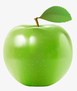 青柠色整个青苹果带叶子高清图片