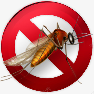 禁止蚊子卡通红色圆形禁止蚊子害虫图标免图标