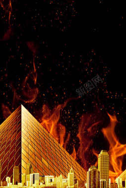 褐色火焰烟火城市建筑商务火光背景背景
