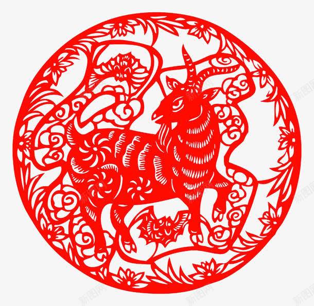 新年剪纸png免抠素材_88icon https://88icon.com 中国风 新年 新年文字 窗花剪纸 红色