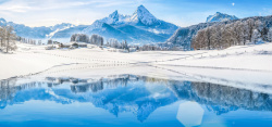 雪峰冬季山水美景淘宝海报背景banner高清图片